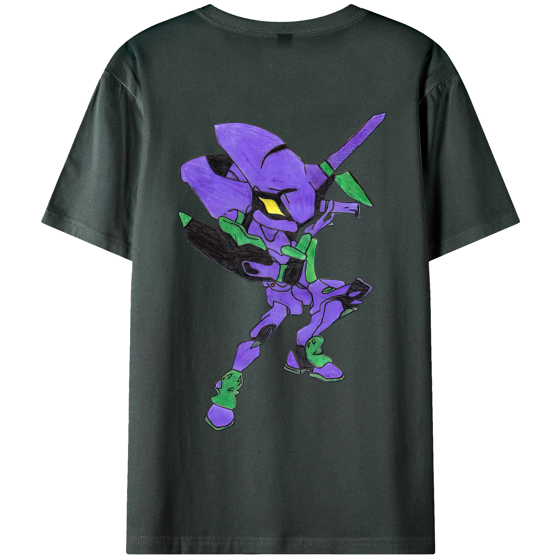 （画像用） EVA 新世紀エヴァンゲリオン 綿100％ メンズ半袖Tシャツ（バックプリント） 通気性